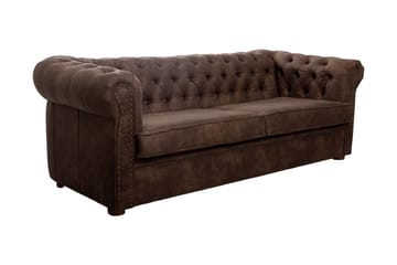 CHESTERFIELD DELUXE bäddsoffa 3-sits Mörkbrun