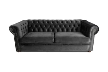CHESTERFIELD DELUXE bäddsoffa 3-sits Mörkgrå