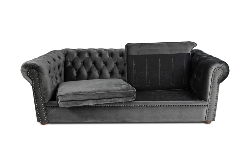 CHESTERFIELD DELUXE bäddsoffa 3-sits Mörkgrå - Möbler - Vardagsrum - Bäddsoffor