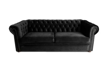 CHESTERFIELD DELUXE bäddsoffa 3-sits Svart