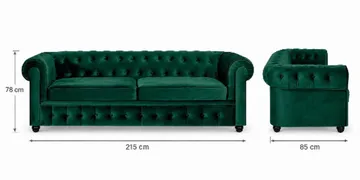 Chesterfield Lyx 3-sits Framåtbäddad bäddsoffa i sammet - Grön - Möbler - Vardagsrum - Bäddsoffor