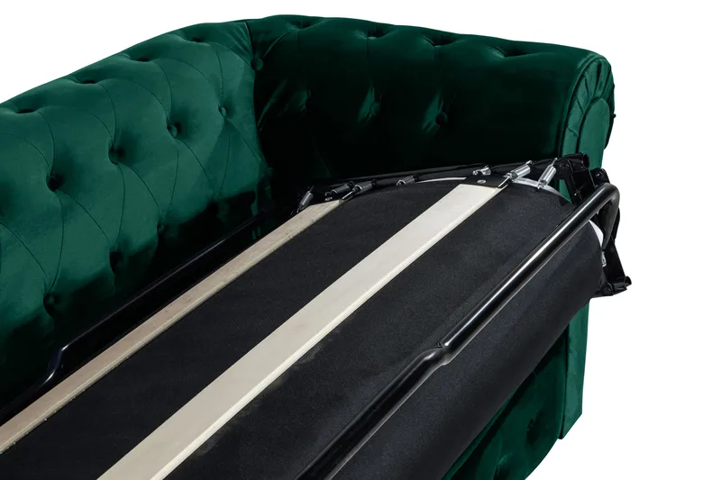 Chesterfield Lyx 3-sits Framåtbäddad bäddsoffa i sammet - Grön - Möbler - Vardagsrum - Bäddsoffor