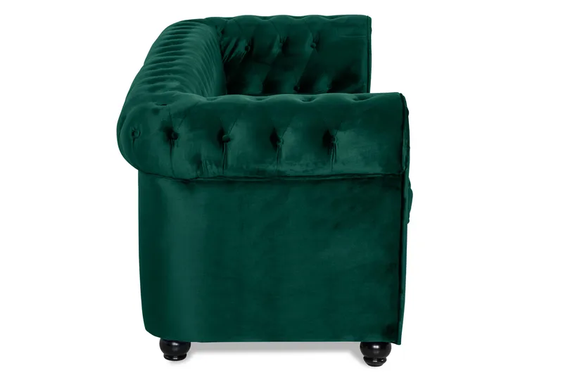 Chesterfield Lyx 3-sits Framåtbäddad bäddsoffa i sammet - Grön - Möbler - Vardagsrum - Bäddsoffor