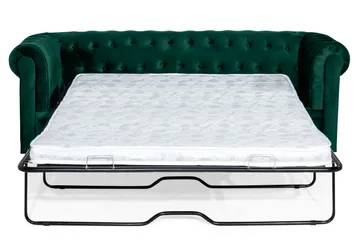 Chesterfield Lyx 3-sits Framåtbäddad bäddsoffa i sammet - Grön - Möbler - Vardagsrum - Bäddsoffor