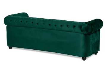 Chesterfield Lyx 3-sits Framåtbäddad bäddsoffa i sammet - Grön - Möbler - Vardagsrum - Bäddsoffor