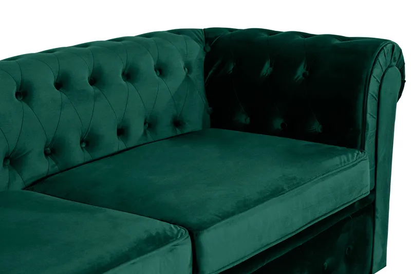 Chesterfield Lyx 3-sits Framåtbäddad bäddsoffa i sammet - Grön - Möbler - Vardagsrum - Bäddsoffor