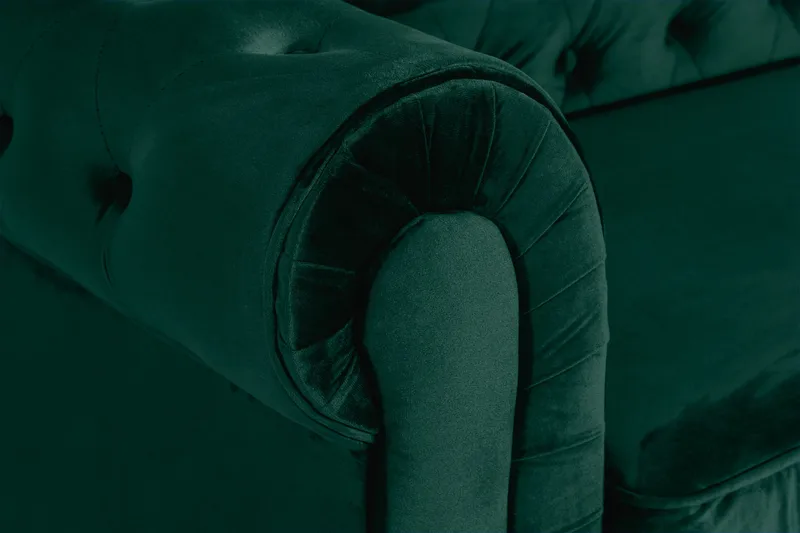 Chesterfield Lyx 3-sits Framåtbäddad bäddsoffa i sammet - Mörkgrön / Grön - Möbler - Vardagsrum - Bäddsoffor