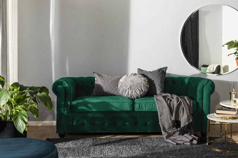 Chesterfield Lyx 3-sits Framåtbäddad bäddsoffa i sammet - Möbler - Vardagsrum - Bäddsoffor
