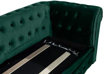 Chesterfield Lyx 3-sits Framåtbäddad Bäddsoffa med HVILA Bäddmadrass 140x200 cm Latex med Tvättbar klädsel - Grön - Möbler - Vardagsrum - Bäddsoffor