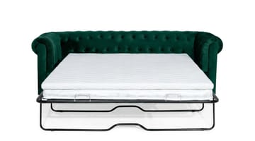 Chesterfield Lyx 3-sits Framåtbäddad Bäddsoffa med HVILA Bäddmadrass 140x200 cm Polyesterskum med Tvättbar klädsel - Grön - Möbler - Vardagsrum - Bäddsoffor