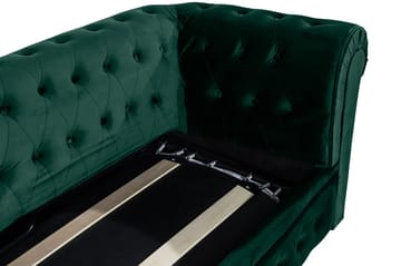 Chesterfield Lyx 3-sits Framåtbäddad Bäddsoffa med HVILA Bäddmadrass 140x200 cm Polyesterskum med Tvättbar klädsel - Grön - Möbler - Vardagsrum - Bäddsoffor