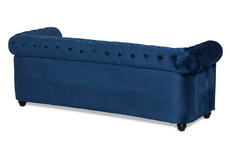 Chesterfield Lyx 3-sits Sammetssoffa - Djup soffa - Blå - Möbler - Vardagsrum - Bäddsoffor