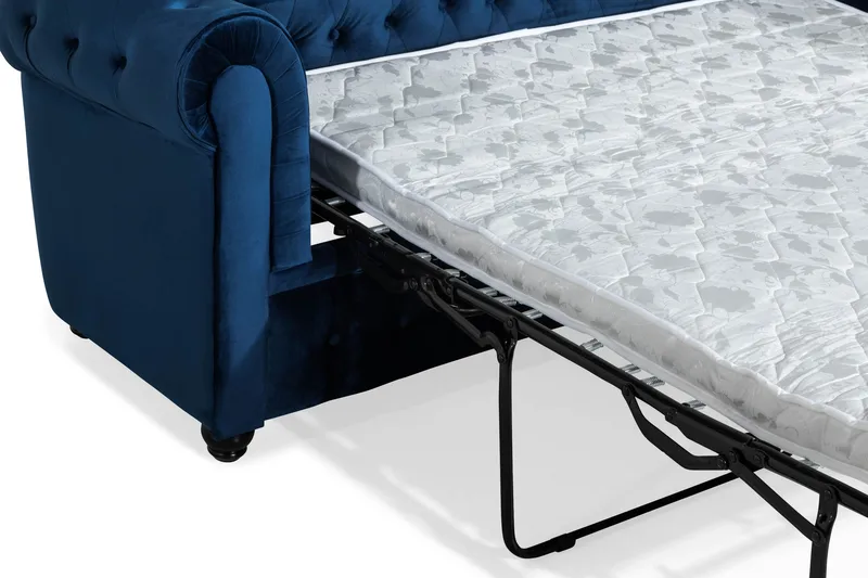 Chesterfield Lyx 3-sits Sammetssoffa - Djup soffa - Blå - Möbler - Vardagsrum - Bäddsoffor