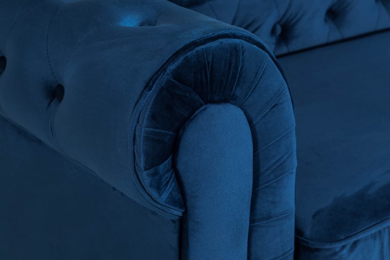 Chesterfield Lyx 3-sits Sammetssoffa - Djup soffa - Blå - Möbler - Vardagsrum - Bäddsoffor