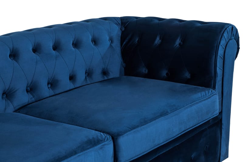 Chesterfield Lyx 3-sits Sammetssoffa - Djup soffa - Blå - Möbler - Vardagsrum - Bäddsoffor