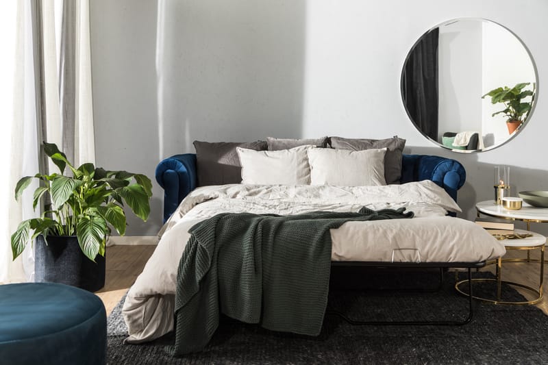 Chesterfield Lyx 3-sits Sammetssoffa - Djup soffa - Blå - Möbler - Vardagsrum - Bäddsoffor