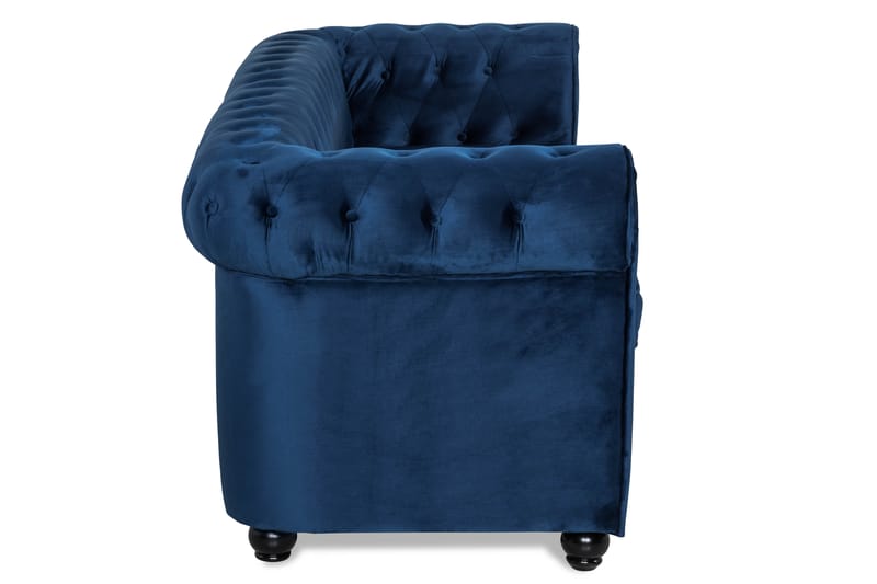 Chesterfield Lyx 3-sits Sammetssoffa - Djup soffa - Blå - Möbler - Vardagsrum - Bäddsoffor