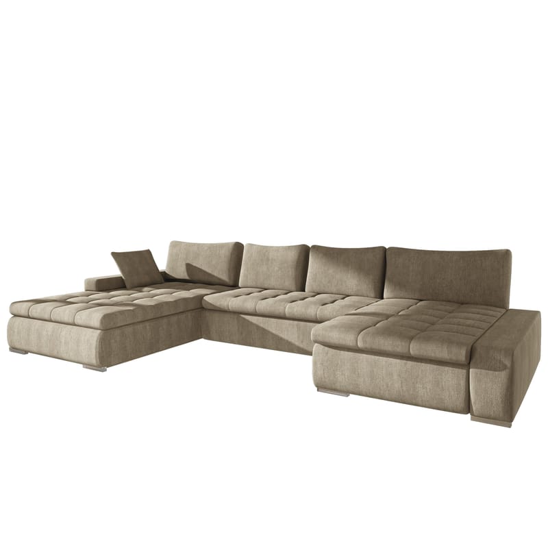 Cillo 5-sits U-formad bäddsoffa med dubbeldivan - beige - Möbler - Vardagsrum - Bäddsoffor - Hörnbäddsoffa