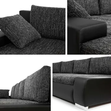 Cillo 5-sits U-formad bäddsoffa med dubbeldivan - grå - Möbler - Vardagsrum - Bäddsoffor - Hörnbäddsoffa