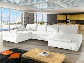 Cillo 5-sits U-formad bäddsoffa med dubbeldivan - vit - Möbler - Vardagsrum - Bäddsoffor - Hörnbäddsoffa