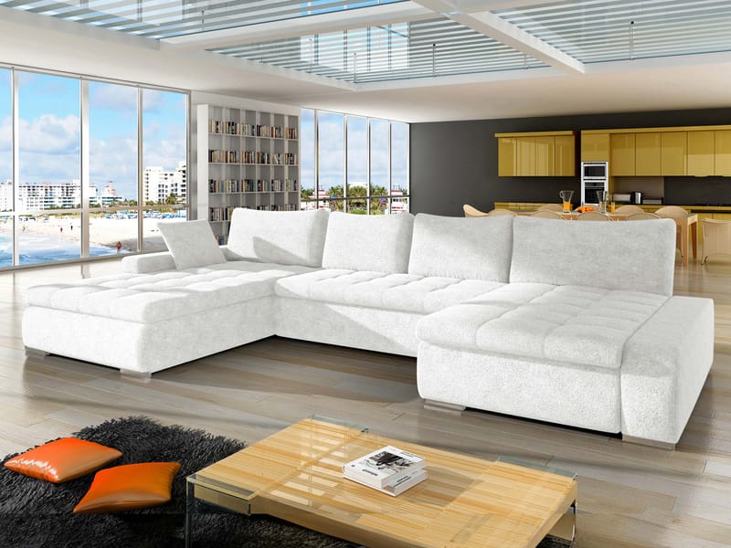Cillo 5-sits U-formad bäddsoffa med dubbeldivan - vit - Möbler - Vardagsrum - Bäddsoffor - Hörnbäddsoffa