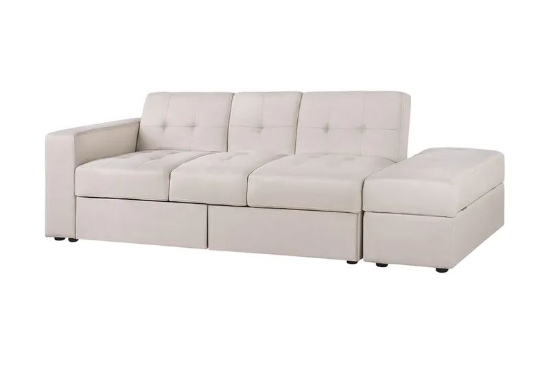 Citlalic 3-sits Längsbäddad Bäddsoffa 90x210 cm med Förvaring i Tyg, Beige