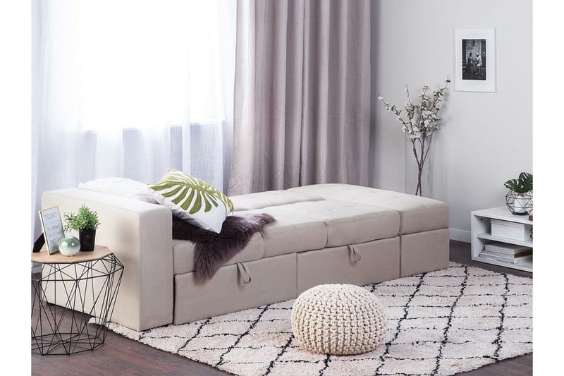 Citlalic 3-sits Längsbäddad Bäddsoffa 90x210 cm med Förvaring i Tyg - Beige - Möbler - Vardagsrum - Bäddsoffor
