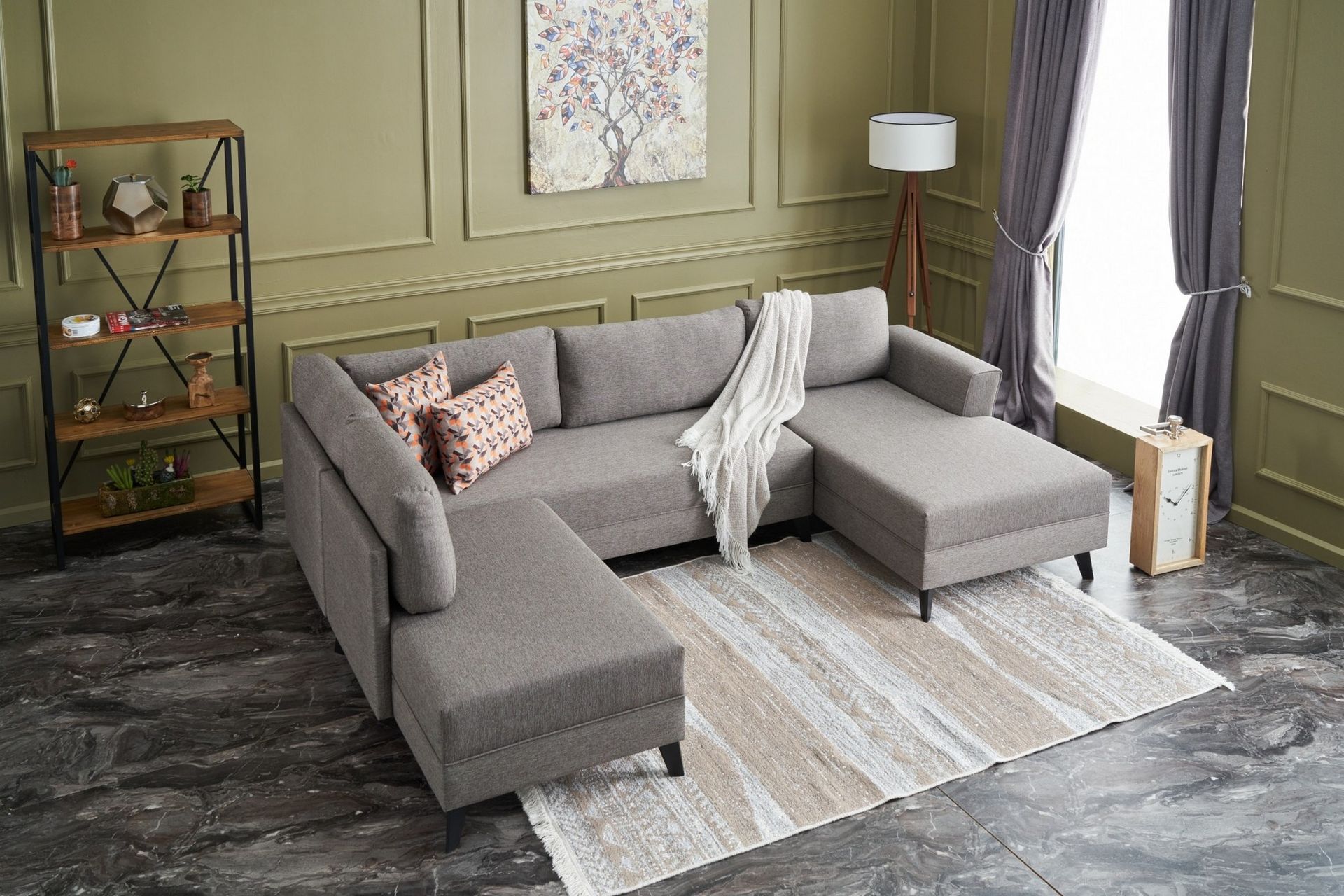 CLACHAN U-bäddsoffa Brun/Svart - Möbler - Vardagsrum - Bäddsoffor - U bäddsoffa