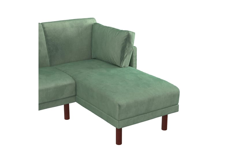 Clair 3-sits Bäddsoffa med Schäslong Ställbar Sammet/Grön/Tr - Dorel Home - Möbler - Vardagsrum - Bäddsoffor