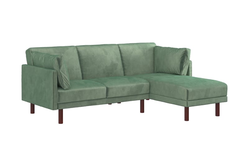 CLAIR 3-sits Bäddsoffa med Schäslong Ställbar Sammet/Grön/Tr - Dorel Home - Möbler - Vardagsrum - Bäddsoffor