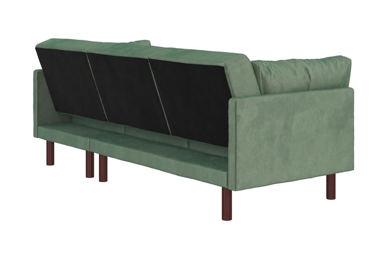 Clair 3-sits Bäddsoffa med Schäslong Ställbar Sammet/Grön/Tr - Dorel Home - Möbler - Vardagsrum - Bäddsoffor