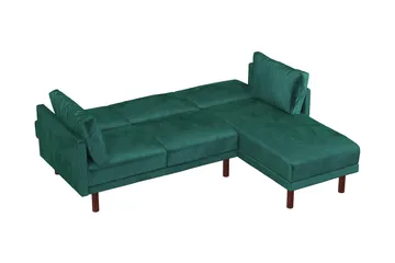 Clair 3-sits Bäddsoffa med Schäslong Ställbar Sammet/Grön/Tr - Dorel Home - Möbler - Vardagsrum - Bäddsoffor
