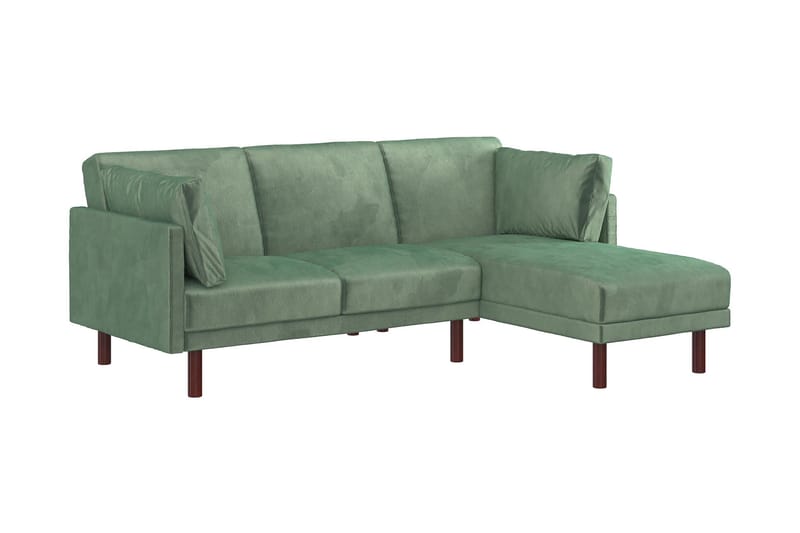 Clair 3-sits Bäddsoffa med Schäslong Ställbar Sammet/Grön/Tr - Dorel Home - Möbler - Vardagsrum - Bäddsoffor