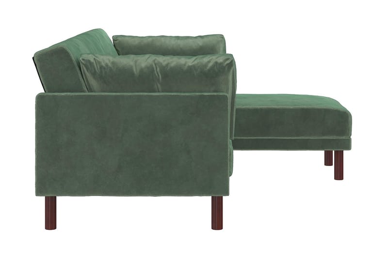 Clair 3-sits Bäddsoffa med Schäslong Ställbar Sammet/Grön/Tr - Dorel Home - Möbler - Vardagsrum - Bäddsoffor