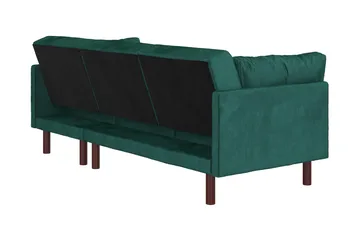 Clair 3-sits Bäddsoffa med Schäslong Ställbar Sammet/Grön/Tr - Dorel Home - Möbler - Vardagsrum - Bäddsoffor