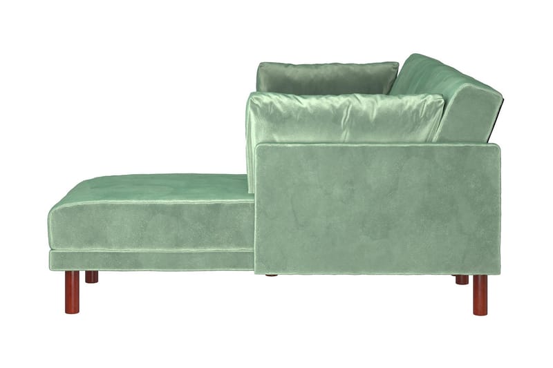 Clair 3-sits Bäddsoffa med Schäslong Ställbar Sammet/Grön/Tr - Dorel Home - Möbler - Vardagsrum - Bäddsoffor