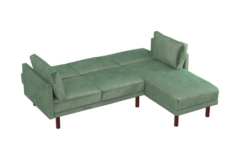 Clair 3-sits Bäddsoffa med Schäslong Ställbar Sammet/Grön/Tr - Dorel Home - Möbler - Vardagsrum - Bäddsoffor