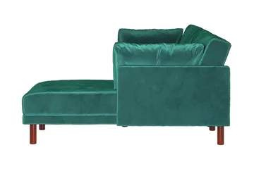 Clair 3-sits Bäddsoffa med Schäslong Ställbar Sammet/Grön/Tr - Dorel Home - Möbler - Vardagsrum - Bäddsoffor