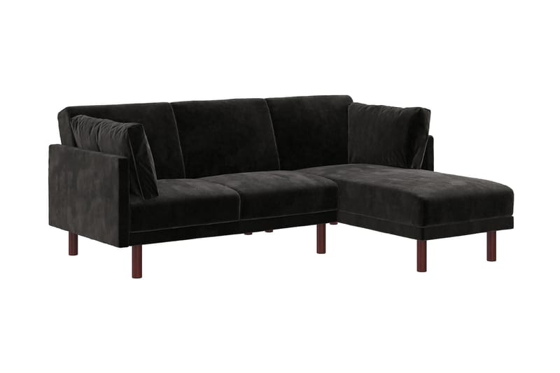 CLAIR 3-sits Bäddsoffa med Schäslong Ställbar Sammet/Svart/T - Dorel Home - Bäddsoffor