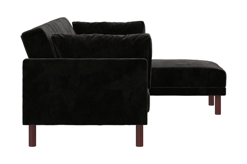 CLAIR 3-sits Bäddsoffa med Schäslong Ställbar Sammet/Svart/T - Dorel Home - Bäddsoffor