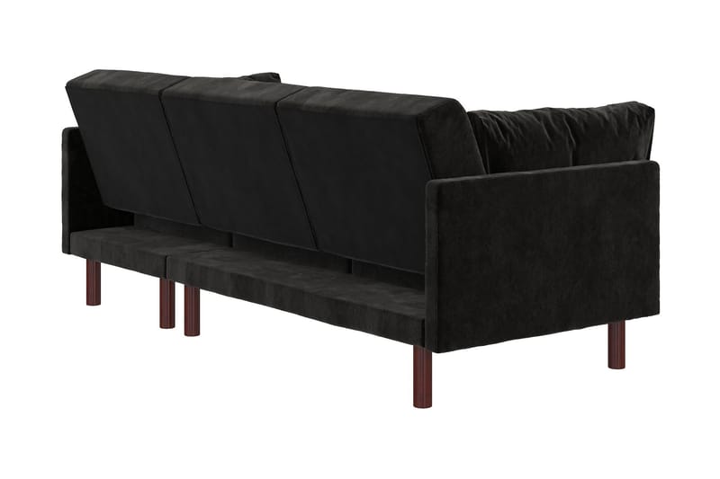 CLAIR 3-sits Bäddsoffa med Schäslong Ställbar Sammet/Svart/T - Dorel Home - Bäddsoffor