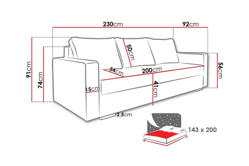 Clarina 3-sits Bäddsoffa Vit - Möbler - Vardagsrum - Bäddsoffor