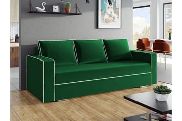 Clarina 3-sits Längsbäddad Bäddsoffa 143x200 cm med Förvaring i Sammet - Grön - Möbler - Vardagsrum - Bäddsoffor