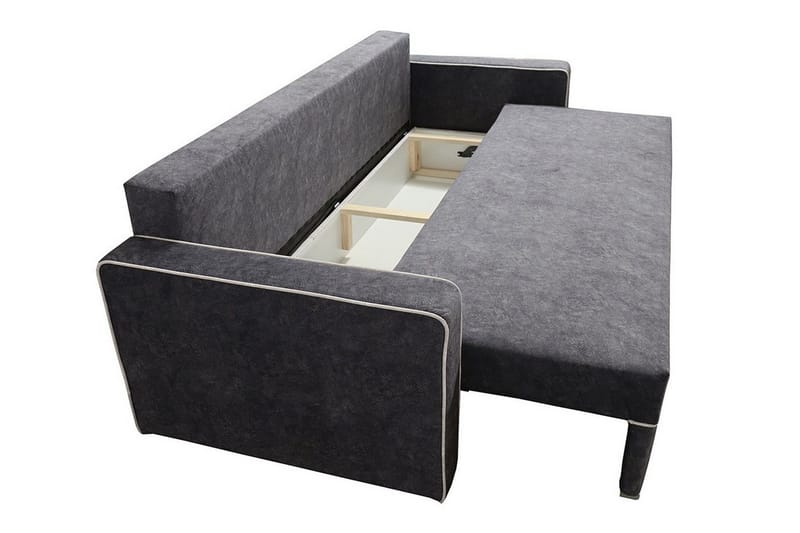 Clarina 3-sits Längsbäddad Bäddsoffa 143x200 cm med Förvaring i Sammet - Grön - Möbler - Vardagsrum - Bäddsoffor