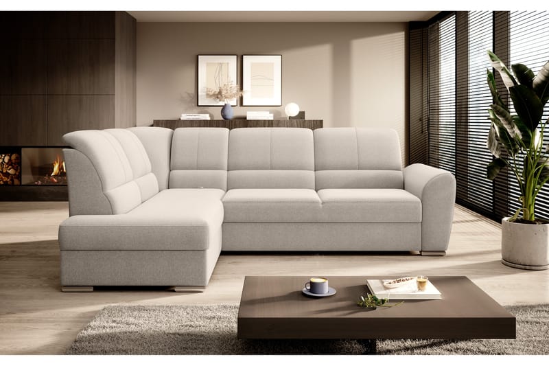 Clarkville Bäddsoffa m. Schäslong 3-sits Beige - Möbler - Vardagsrum - Bäddsoffor