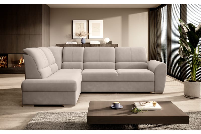 Clarkville Bäddsoffa m. Schäslong 3-sits Beige - Möbler - Vardagsrum - Bäddsoffor