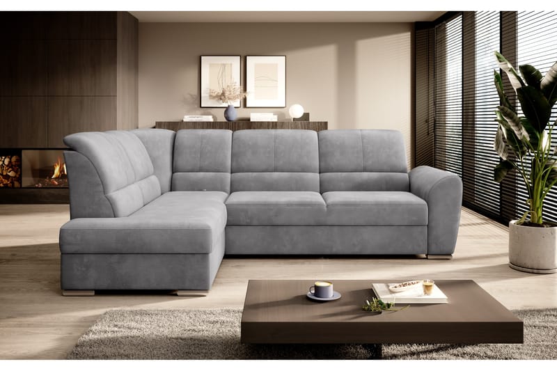 Clarkville Bäddsoffa m. Schäslong 3-sits Grå - Möbler - Vardagsrum - Bäddsoffor