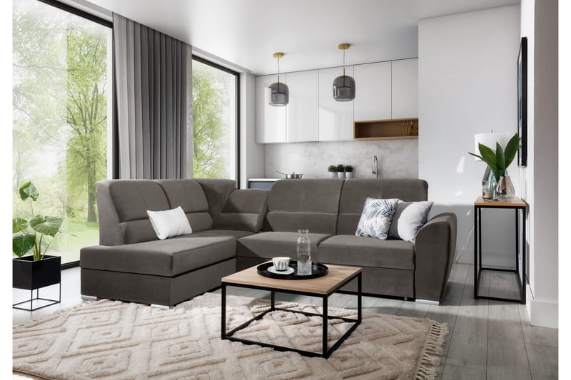 Clarkville Bäddsoffa m. Schäslong 3-sits Grå - Möbler - Vardagsrum - Bäddsoffor
