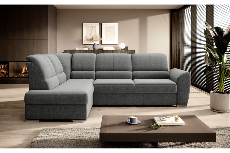 Clarkville Bäddsoffa m. Schäslong 3-sits Grå - Möbler - Vardagsrum - Bäddsoffor