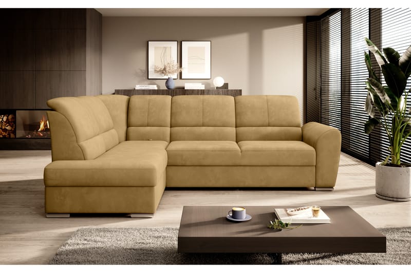 Clarkville Bäddsoffa m. Schäslong 3-sits Gul - Möbler - Vardagsrum - Bäddsoffor
